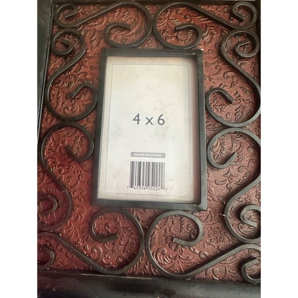 red shed country themed photo frame western red black cowboy 4x6 metal - Picture 2 of 5